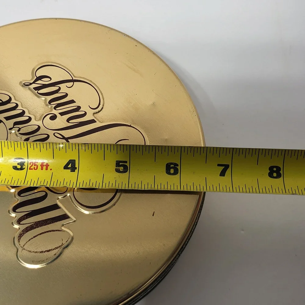 Gold Metal My Favorite Things Round Storage Tin Embossed Keepsake Box 7.25 Inch*